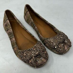 Tory Burch Crystal  Ballet Flats Rose Gold Bronze Size 8